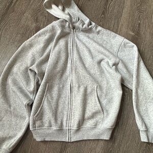 SKIMS Gray Zip Up Sweater